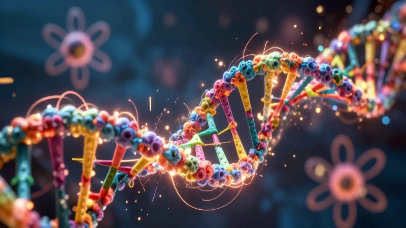 Ilustración educativa de ADN molecular vibrante
