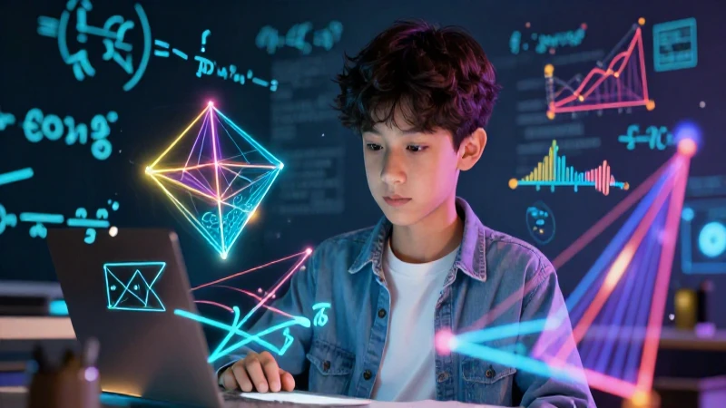 Estudiante estudia ecuaciones en un estilo moderno