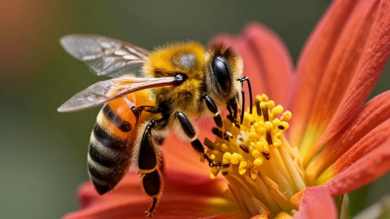 Qué son y cómo funcionan las relaciones interespecíficas 4 Abeja polinizando flor exótica realista