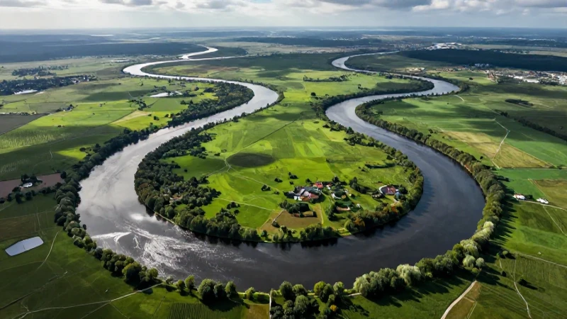 Río majestuoso en paisajes europeos detallados