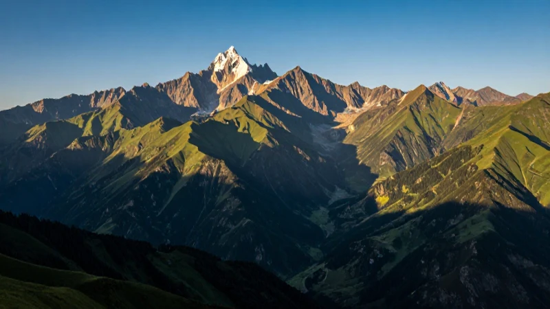 Paisajes montañosos majestuosos con luz dorada