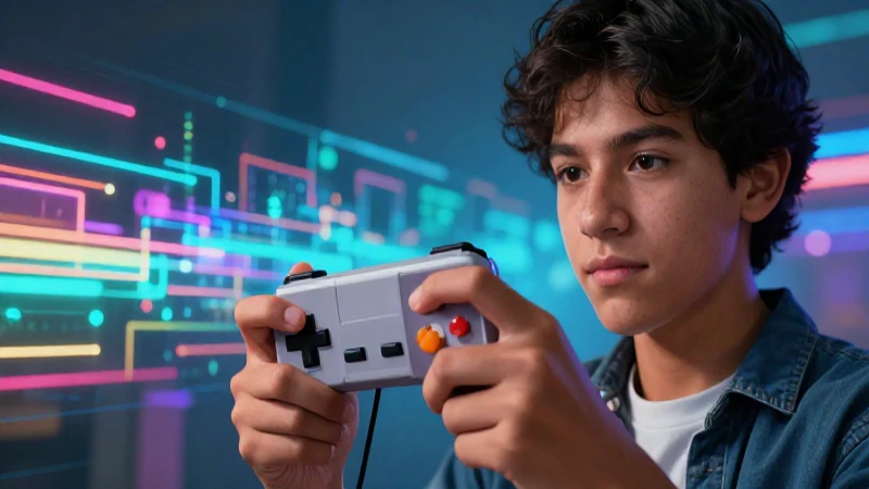 Joven mexicano nostálgico con un control de juego