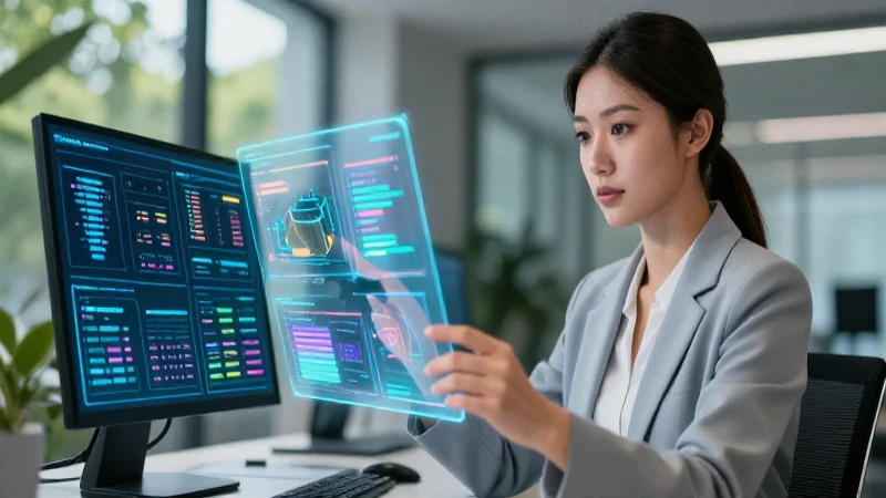 Qué es un reporte: definición y concepto en informática 3 Joven profesional analiza datos holográficos con estilo