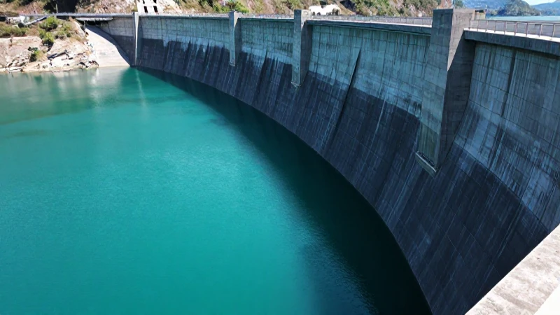 Fotografía realista de una gran presa y embalse