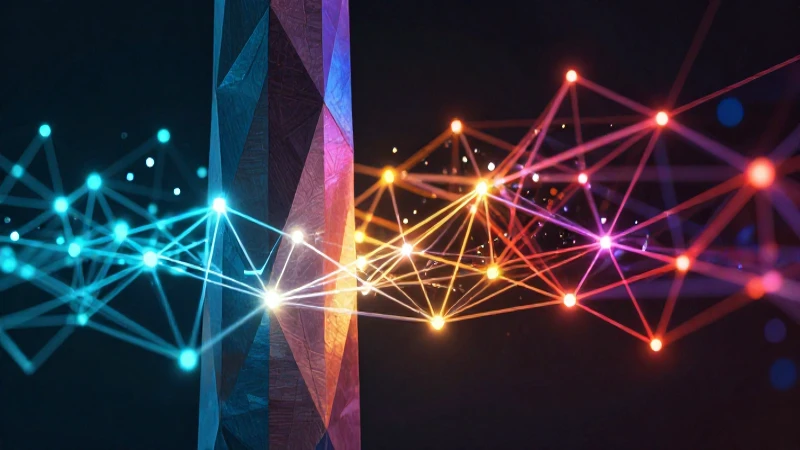 Representación: Definición y Concepto en la Política Actual 4 Pilar geométrico vibrante sobre red de datos