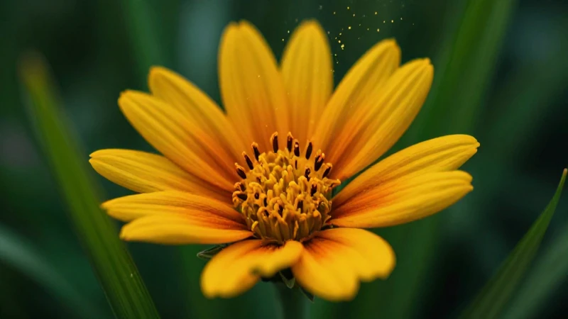 Flor exótica en macro con polen