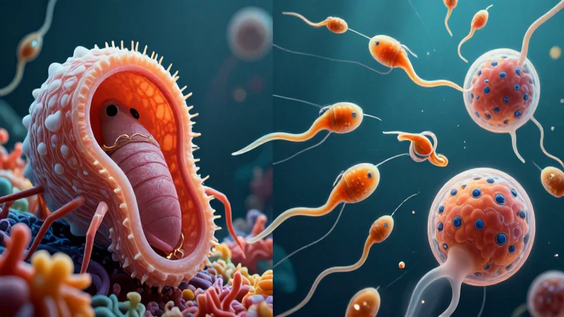 Ilustración educativa de la reproducción sexual animal