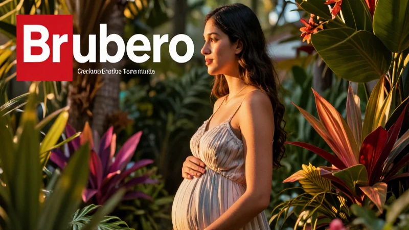 Mujer embarazada tropical y vibrante con estética moderna