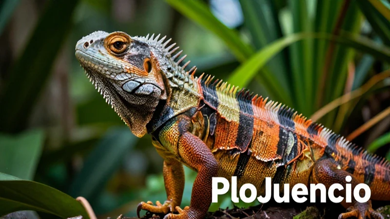 Ilustración vibrante y detallada de un lagarto tropical
