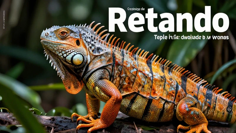 Iguana detallada en hábitat natural vibrante