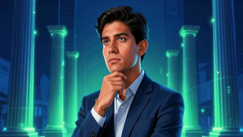 Ilustración digital mexicana con simbolismo arquitectónico y luz dramática