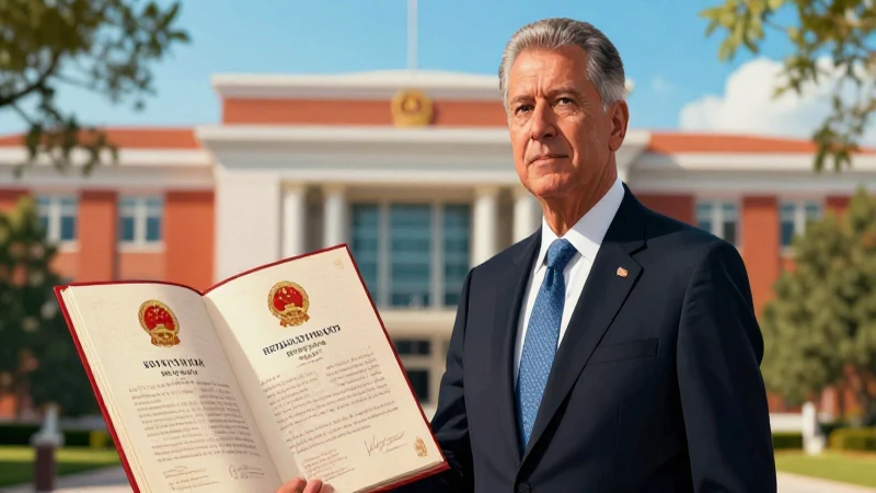 Diplomático en traje, progreso y documentos oficiales