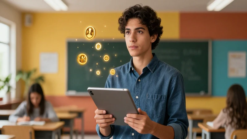 Educador mexicano moderno con tablet tecnológica y estilo premium