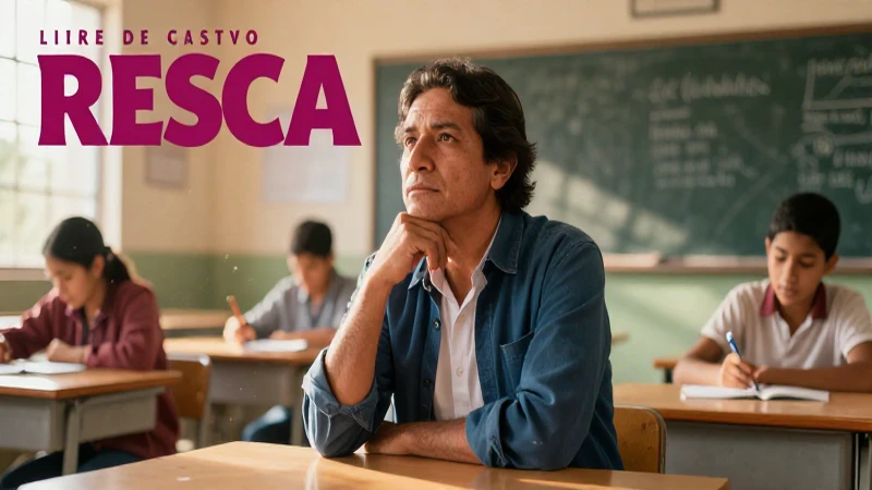 Educador mexicano sereno en luz dorada