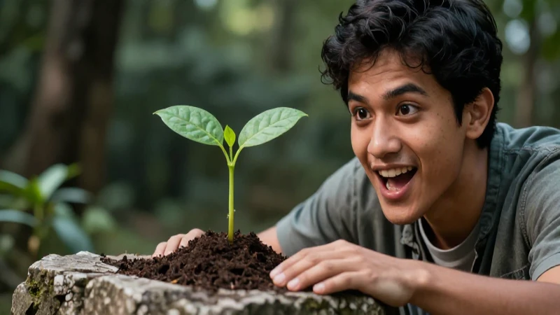 Joven dinámico y brote verde vibrante