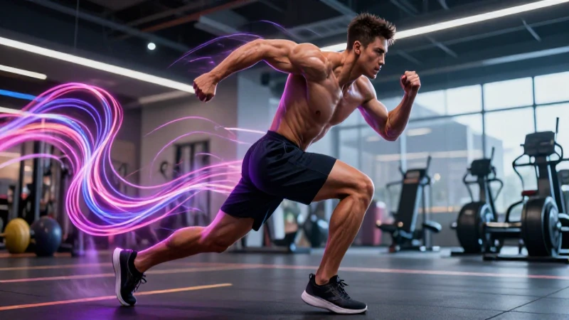 Deportista masculino dinámico en entrenamiento moderno y vibrante