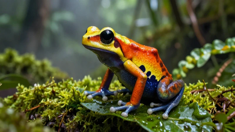 Anfibios: Fascinante respiración y sorprendente adaptación 7 Sapo tropical colorido en entorno selvático