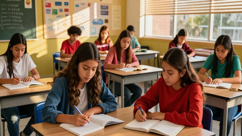 Domina módulo 4: Curso Escuela Mexicana. Todas las respuestas aquí 5 Estudiantes mexicanos concentrados en aula moderna