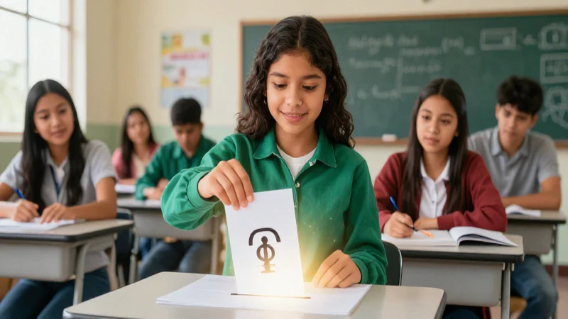 Estudiantes mexicanos votan en un aula moderna