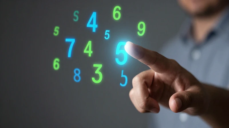 Manos estilizadas manipulando números digitales