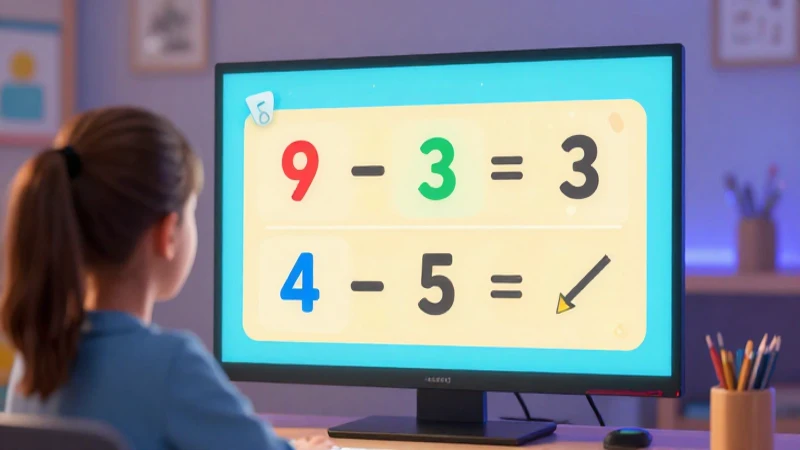 Aprendizaje digital vibrante de la resta