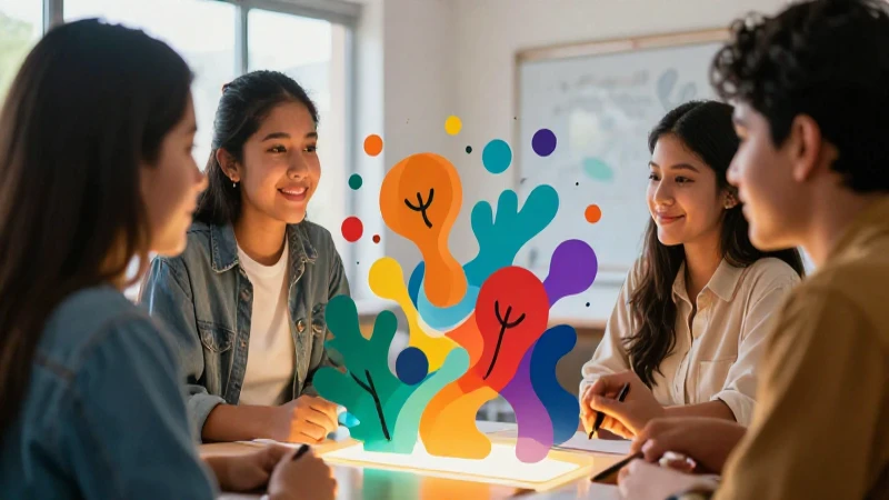 5 formas efectivas para resolver situaciones con éxito 3 Estudiantes mexicanos colaborando en ilustración educativa