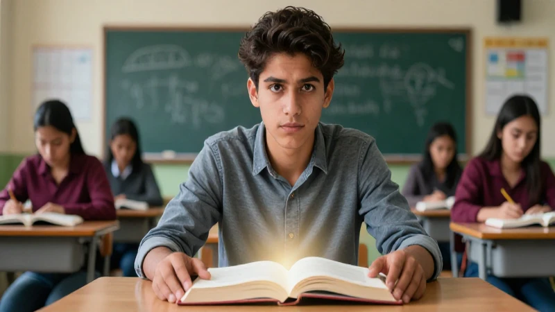 Reticencia: definición, características y ejemplos claros 9 Mirada reflexiva de joven académico en clase moderna