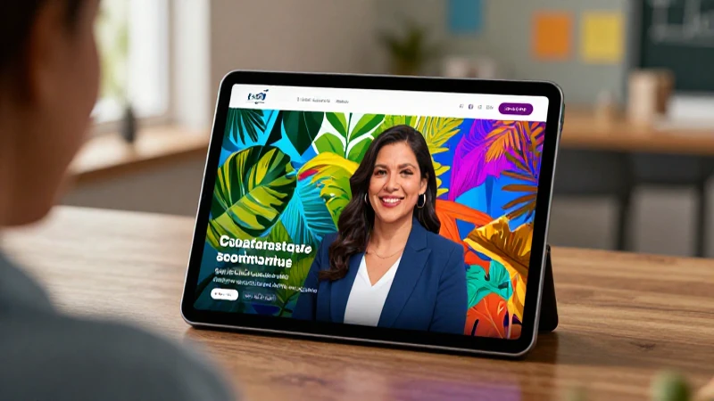 Educador guatemalteco usa tablet en aula moderna