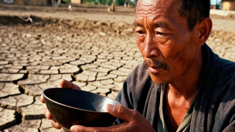 Pobre campesino chino con rostro de resiliencia