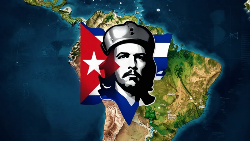 Símbolo cubano sobre mapa latinoamericano detallado