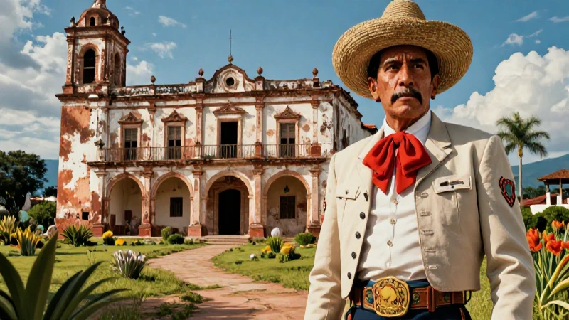 Revolucionario mexicano en dramático paisaje rural