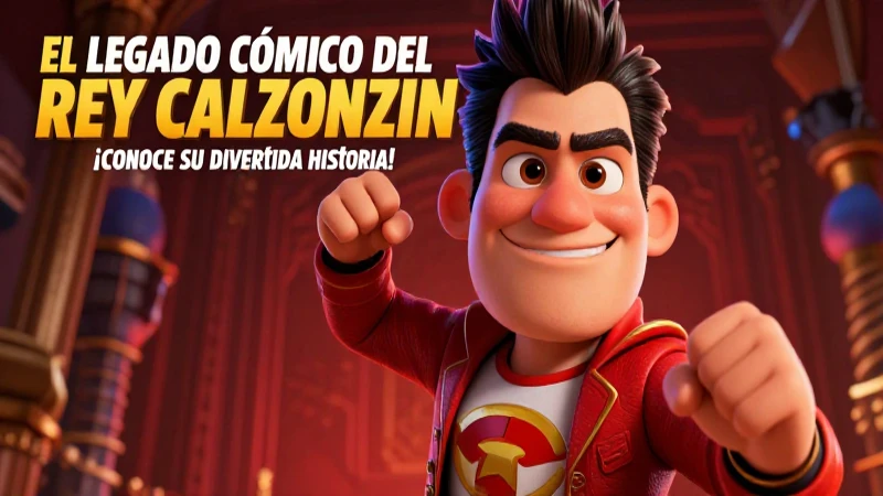 Rey Calzonzin: ilustración vibrante, superhéroe mexicano cómico