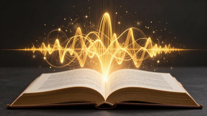 Libro antiguo radiante con patrones de sonido detallados