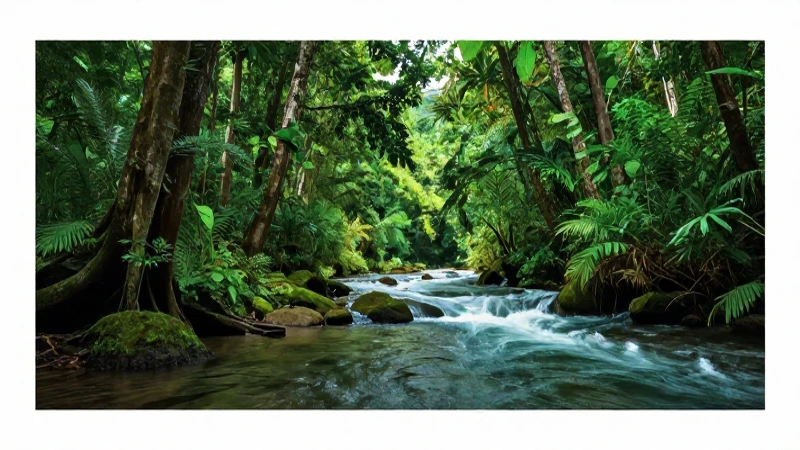 Ríos: Partes, características, flora y fauna explicadas 5 Bosque mexicano exuberante, río brillante, estilo revista profesional