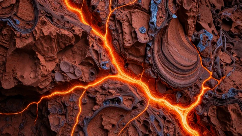 Rocas ígneas: definición, características y conceptos clave 9 Roque de magma vibrante en calidad cinematográfica