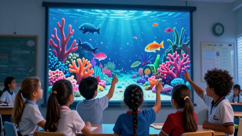 Niños aprenden de la vida marina con hologramas