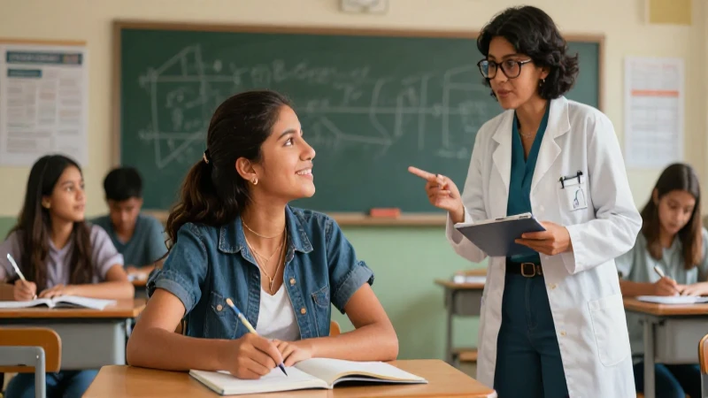 Estudiante mexicano aprende de científica en aula