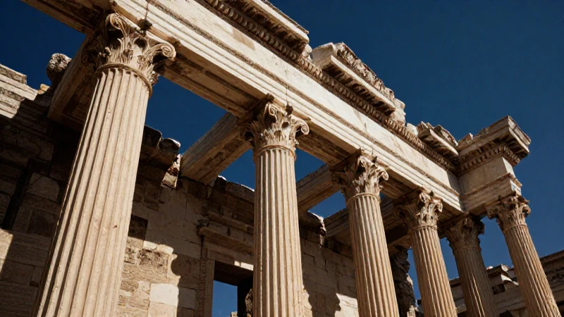 Columna romana mágica en ruinas antiguas