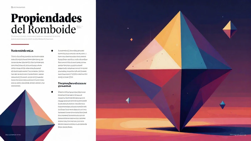 Romboide: definición, concepto y aplicaciones en geometría 3 Romboide geométrico vibrante y educativo en alto contraste