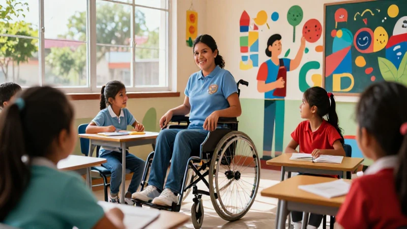 Ilustración educativa de accesibilidad mexicana