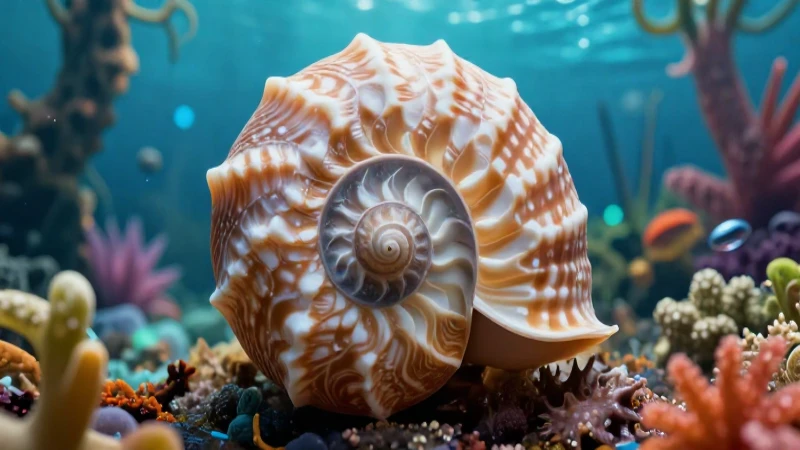 Nautilus detallado en entorno tropical vibrante