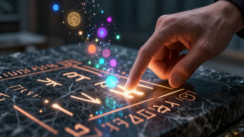 Runa: significado, definición y concepto explicado 7 Mano tocando runas mágicas sobre mármol iluminado