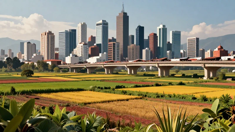 Contraste vibrante entre campo y ciudad