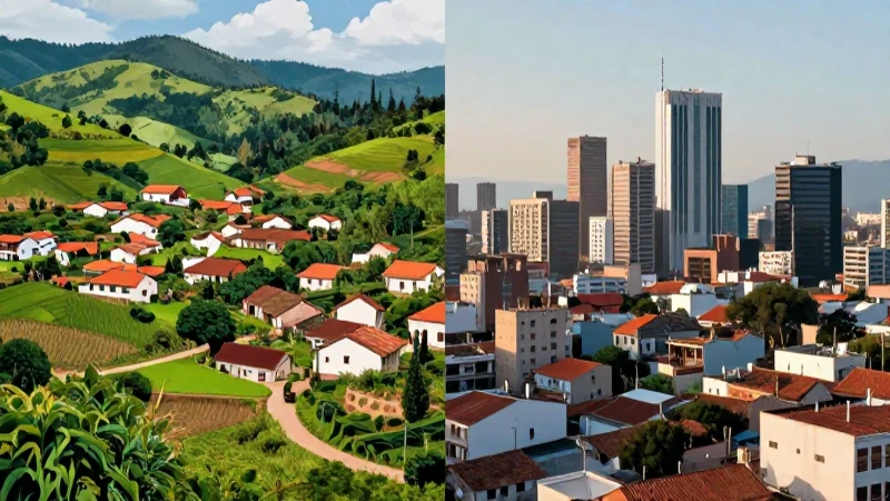 Vida rural versus urbana: contraste visual en una imagen moderna