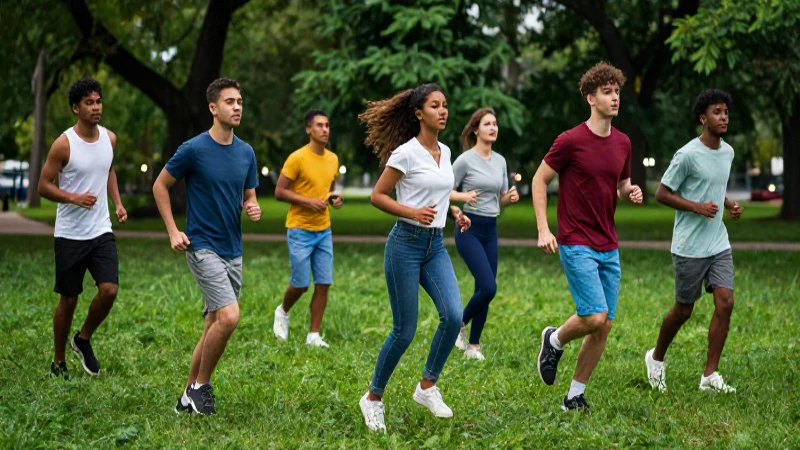 Jóvenes sanos en un parque vibrante y dinámico