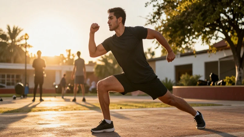 Deportista atlético en México al amanecer