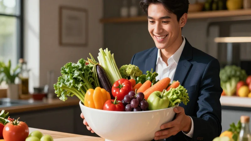 Saciedad: definición, usos y concepto explicados claramente 8 Joven profesional disfruta ensalada colorida bajo luz brillante