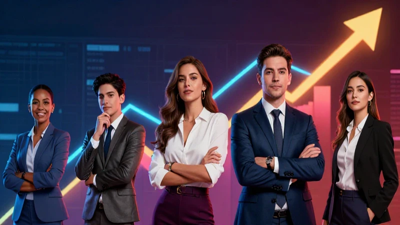 Ilustración vibrante de éxito profesional financiero