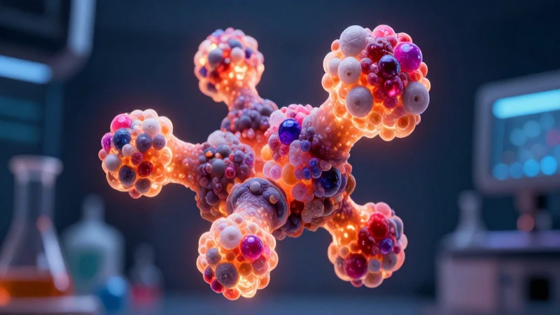 Cristal molecular brillante en entorno científico futurista