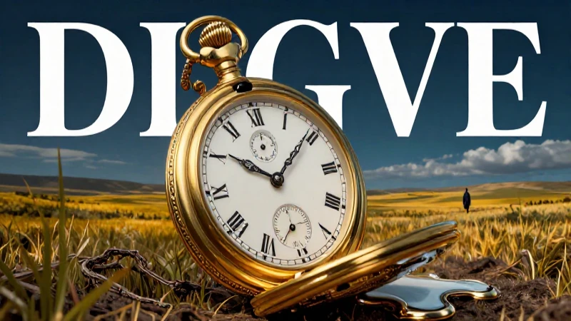 Reloj de bolsillo dorado fundido en paisaje surrealista